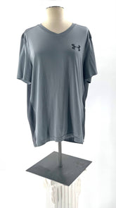 Athleticwear Top By Under Armour Size Large HeatGear Grey Short Sleeve Top - TheRealThreads